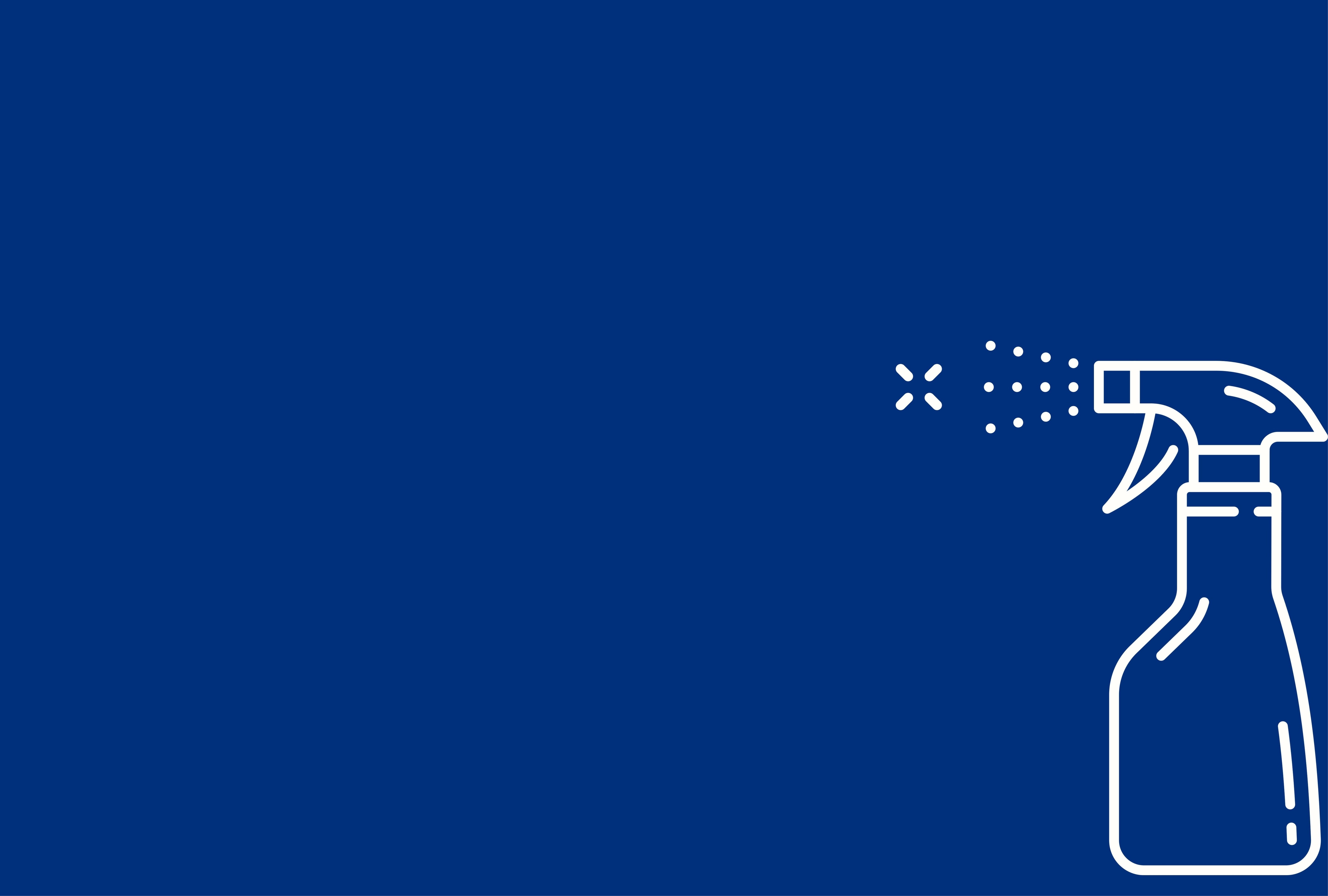 blue background with spray cleaning bottle